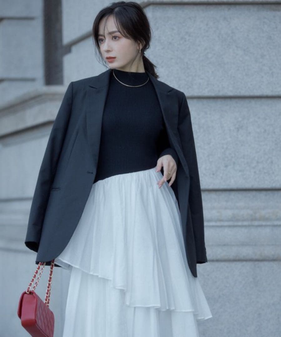 ✨美品✨anuans イレギュラーヘムドッキングニットワンピース XS 黒白