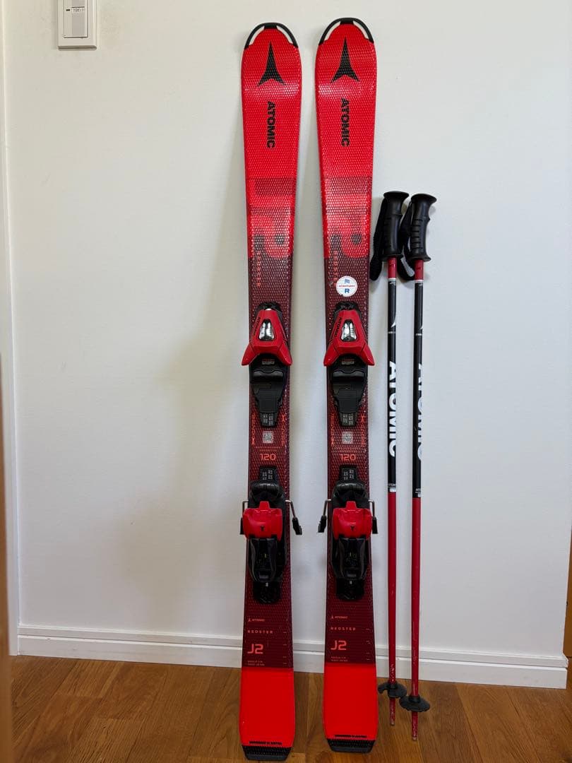 ATOMIC J2 スキー板 120cm ストック90cm付き