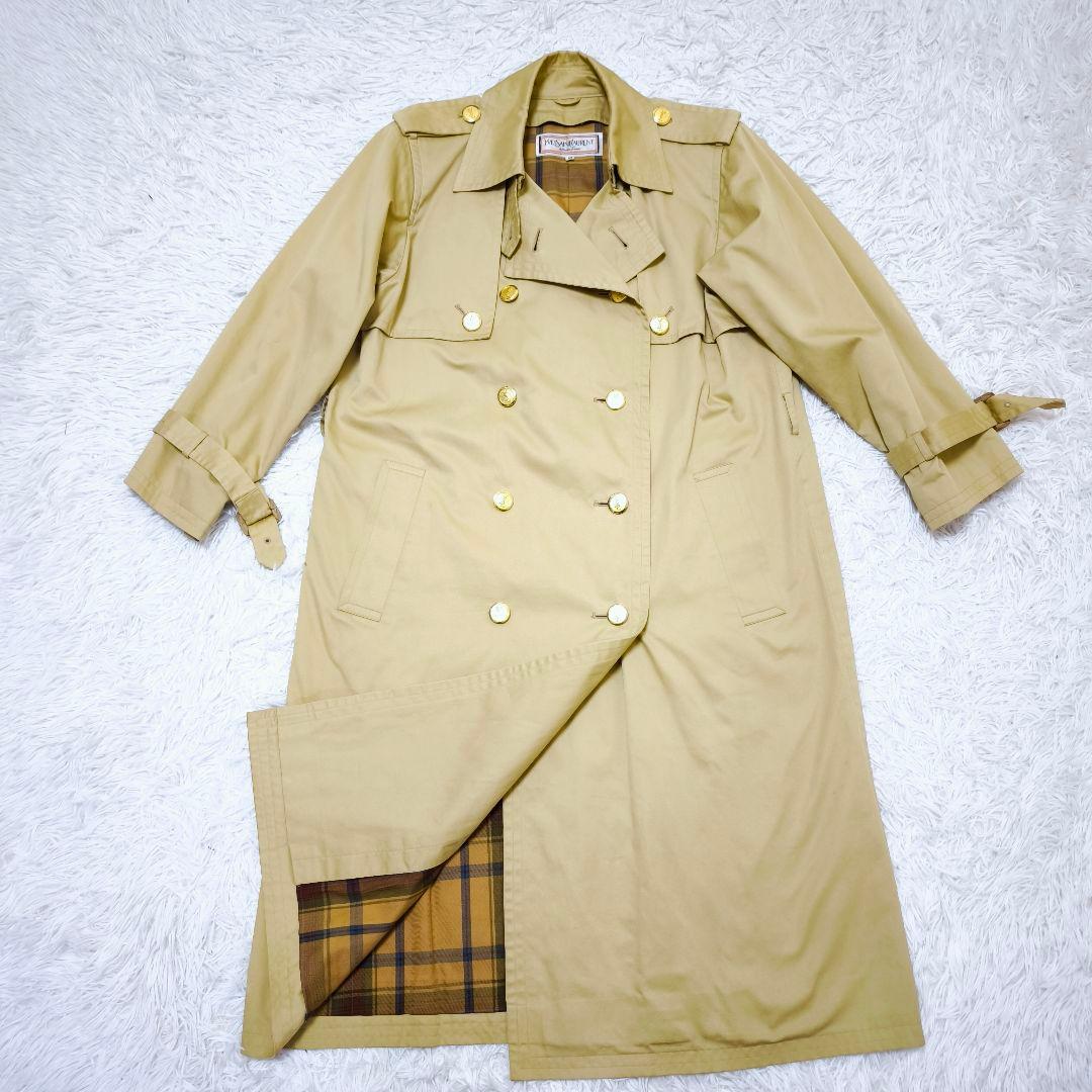 【希少】Yves Saint Laurent 金ボタントレンチコート ベージュM
