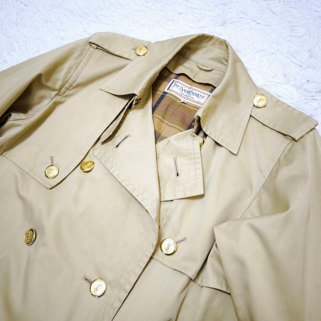 【希少】Yves Saint Laurent 金ボタントレンチコート ベージュM