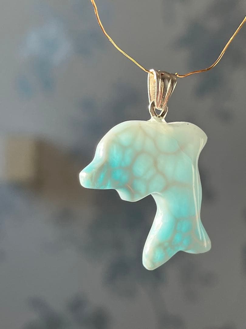 天然石☆高品質！ラリマーイルカ型☆濃いブルー＆ラリマーらしい模様＆形が美しい！