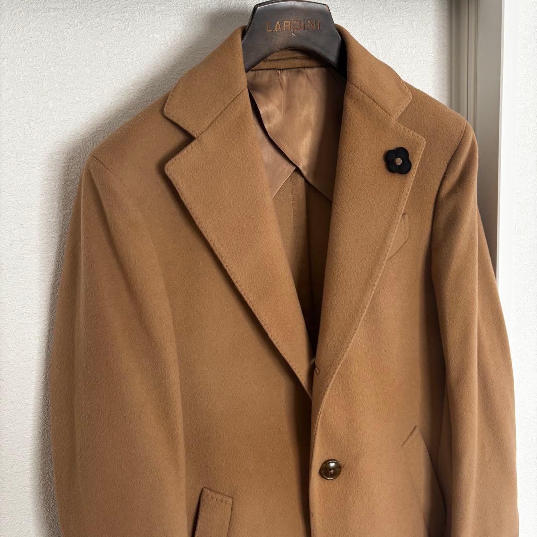 【良品】ラルディーニ フランネルウールチェスターコート ベージュ 44
