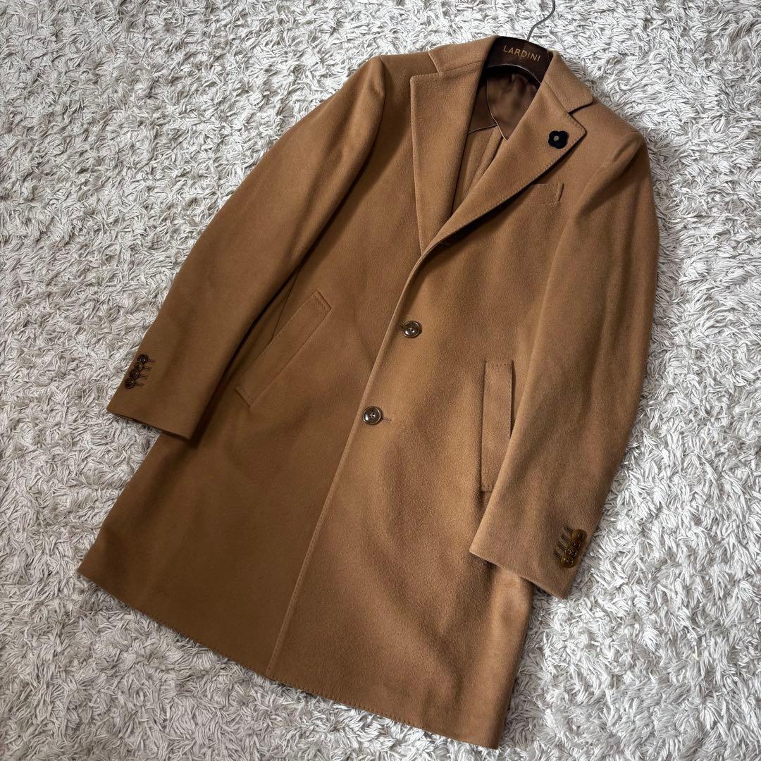 【良品】ラルディーニ フランネルウールチェスターコート ベージュ 44