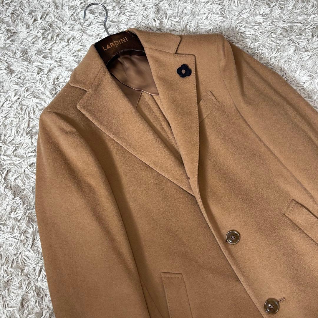 【良品】ラルディーニ フランネルウールチェスターコート ベージュ 44