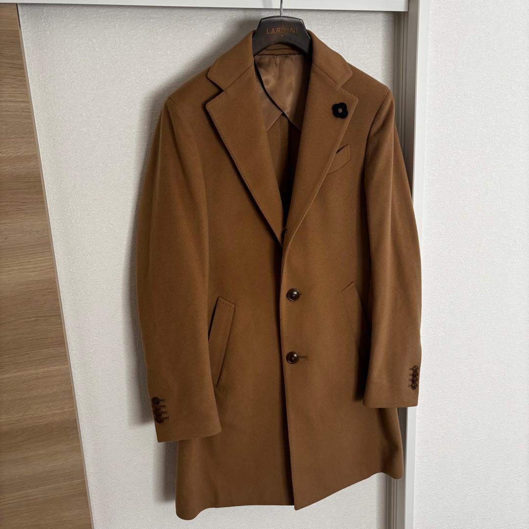 【良品】ラルディーニ フランネルウールチェスターコート ベージュ 44