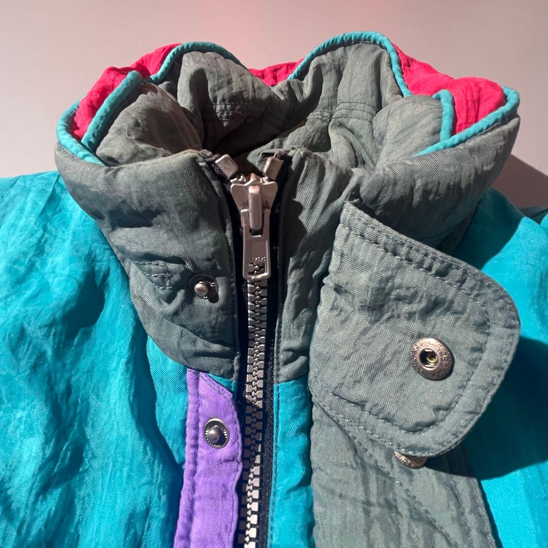 古着 スキーナイロンジャケット 中綿ブルゾン マルチカラー