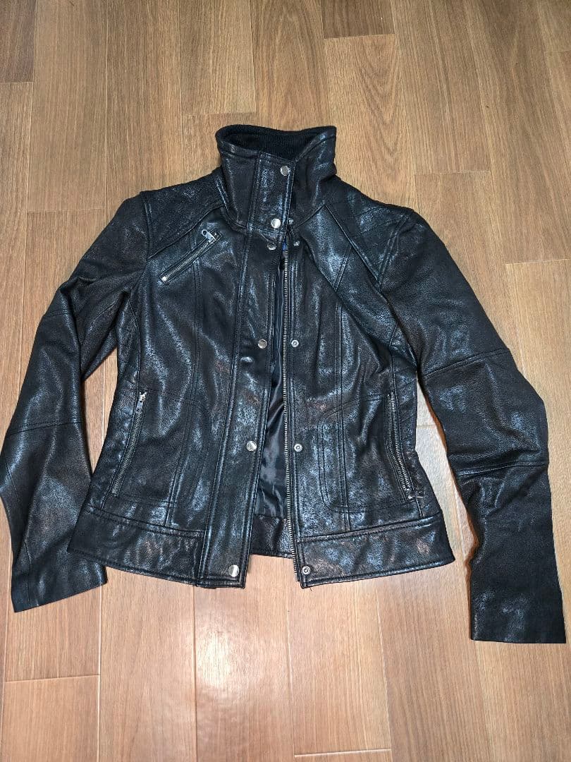 COLE HAAN ブラックレザージャケットXS