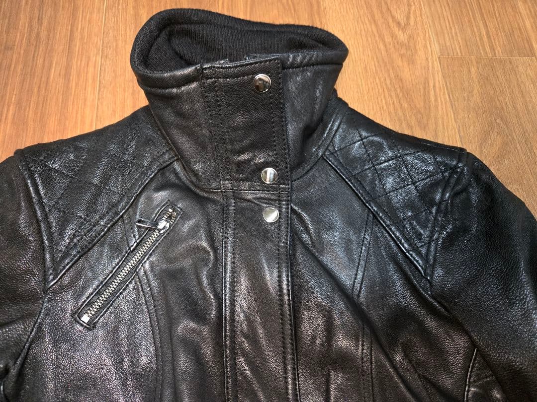 COLE HAAN ブラックレザージャケットXS