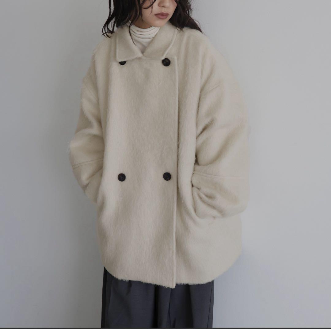 hellam シャギーミドルコート　ホワイト　FREE