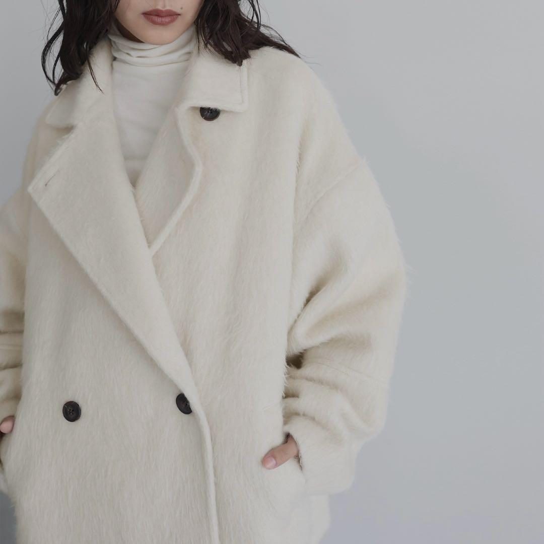 hellam シャギーミドルコート　ホワイト　FREE