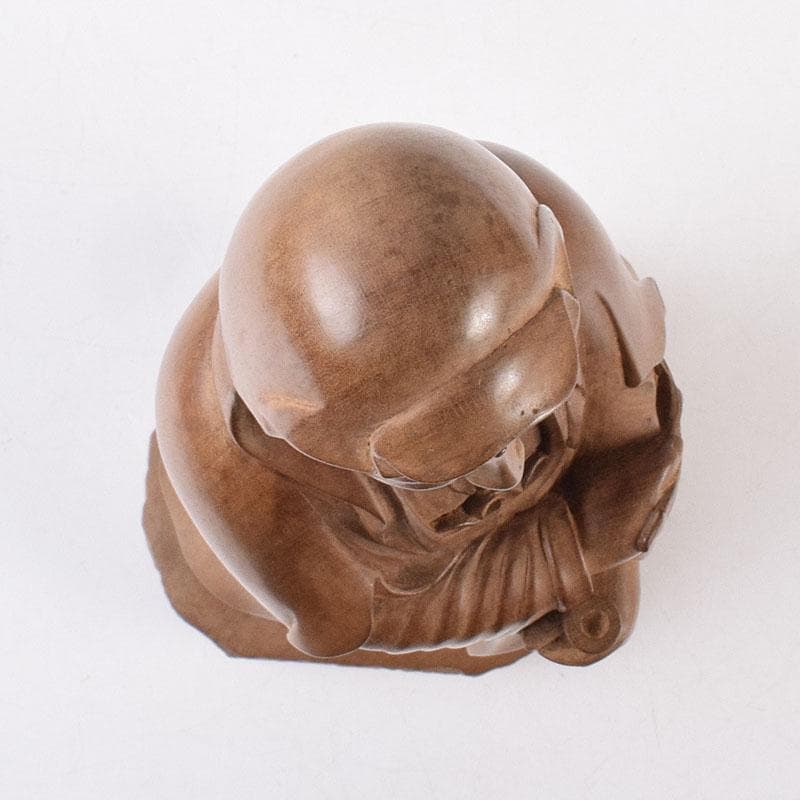 仏教美術　藤田東光拝刀　木彫　観音像　仏像　置物　共箱　M　R9050