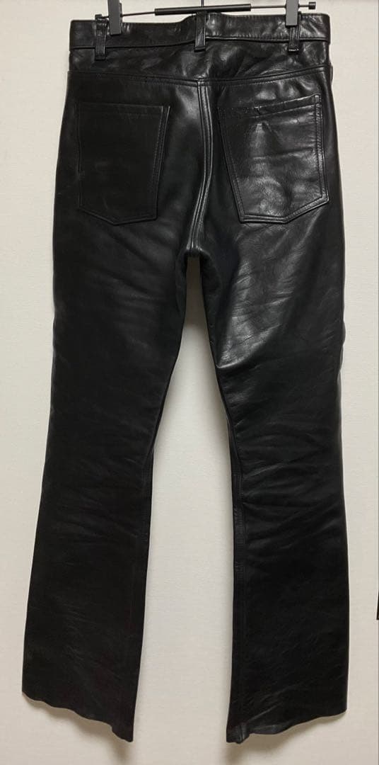 希少32インチ USA製 vanson バンソン レザーパンツ 本革 牛革 黒