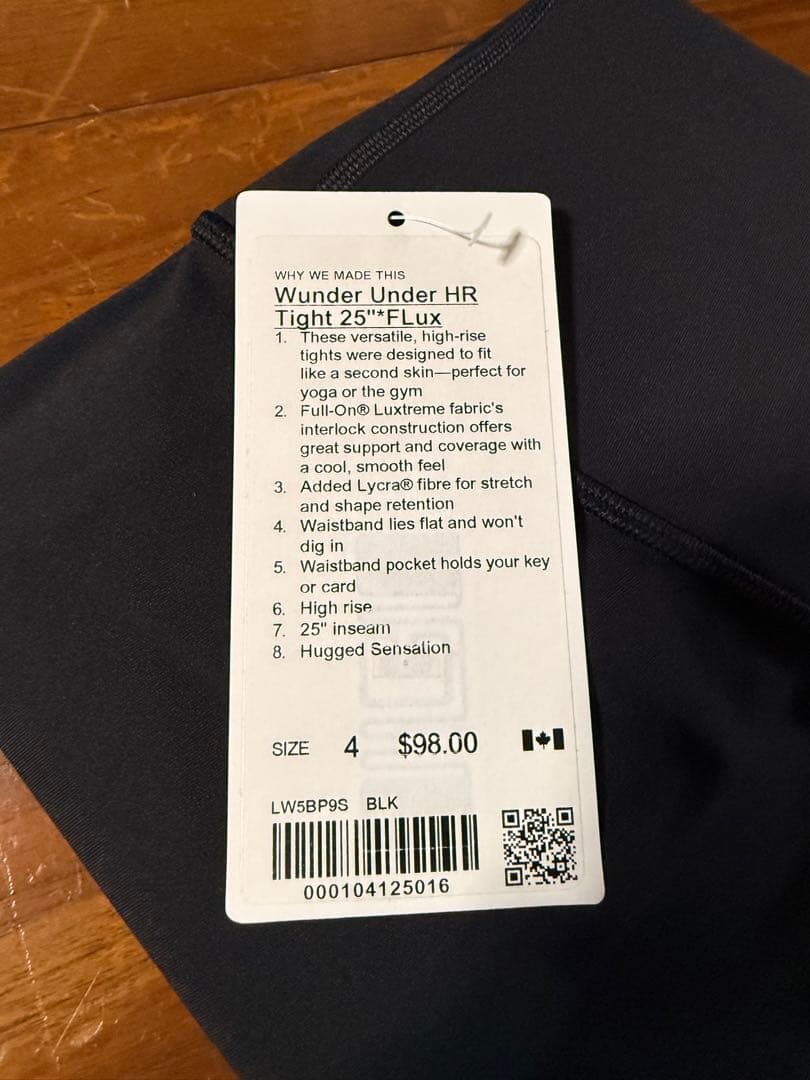 ルルレモン　新品未使用　ヨガウェア レギンス ブラック　サイズ4