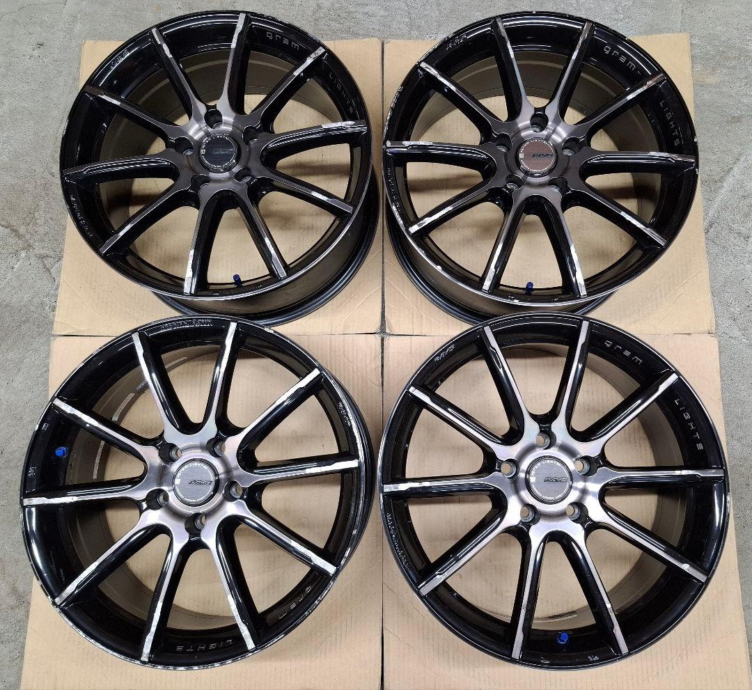 レイズ グラムライツ ホイール 4本 7.5J 18インチ 114.3　送料込み