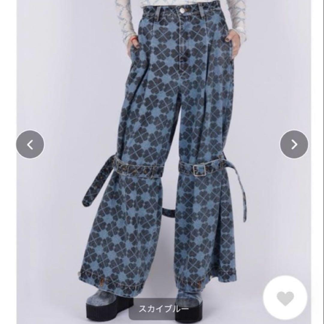 新品タグ付き❤️PAMEO POSE クローバー柄　パンツ　デニムMサイズy2k