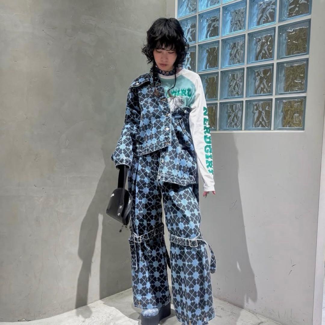 新品タグ付き❤️PAMEO POSE クローバー柄　パンツ　デニムMサイズy2k