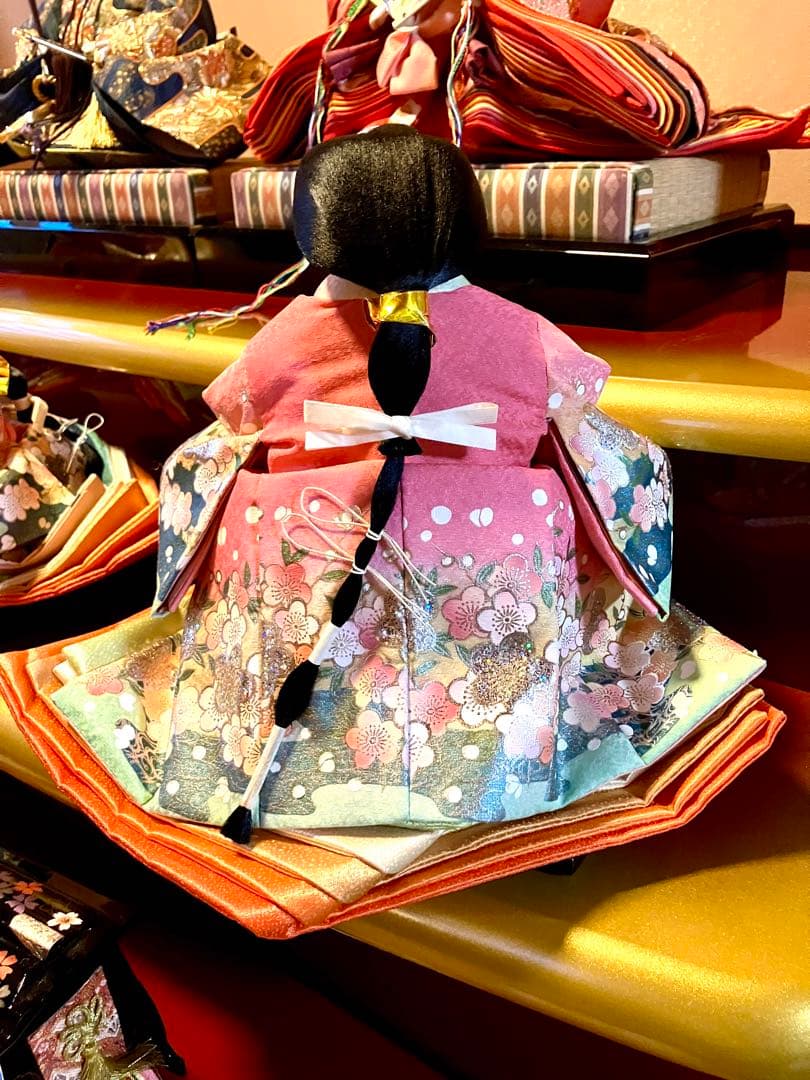 御京雛④平安春峰作　雛人形　三段飾り　お雛様　京都西陣織り　ひな人形3段　桜刺繍