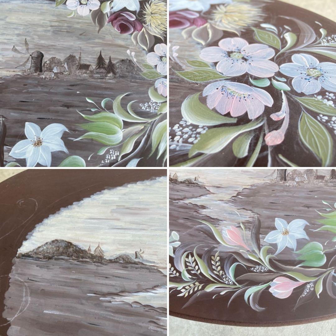 サイドテーブル マガジンラック 飾り台 花台 トールペイント 花柄 木製 レトロ