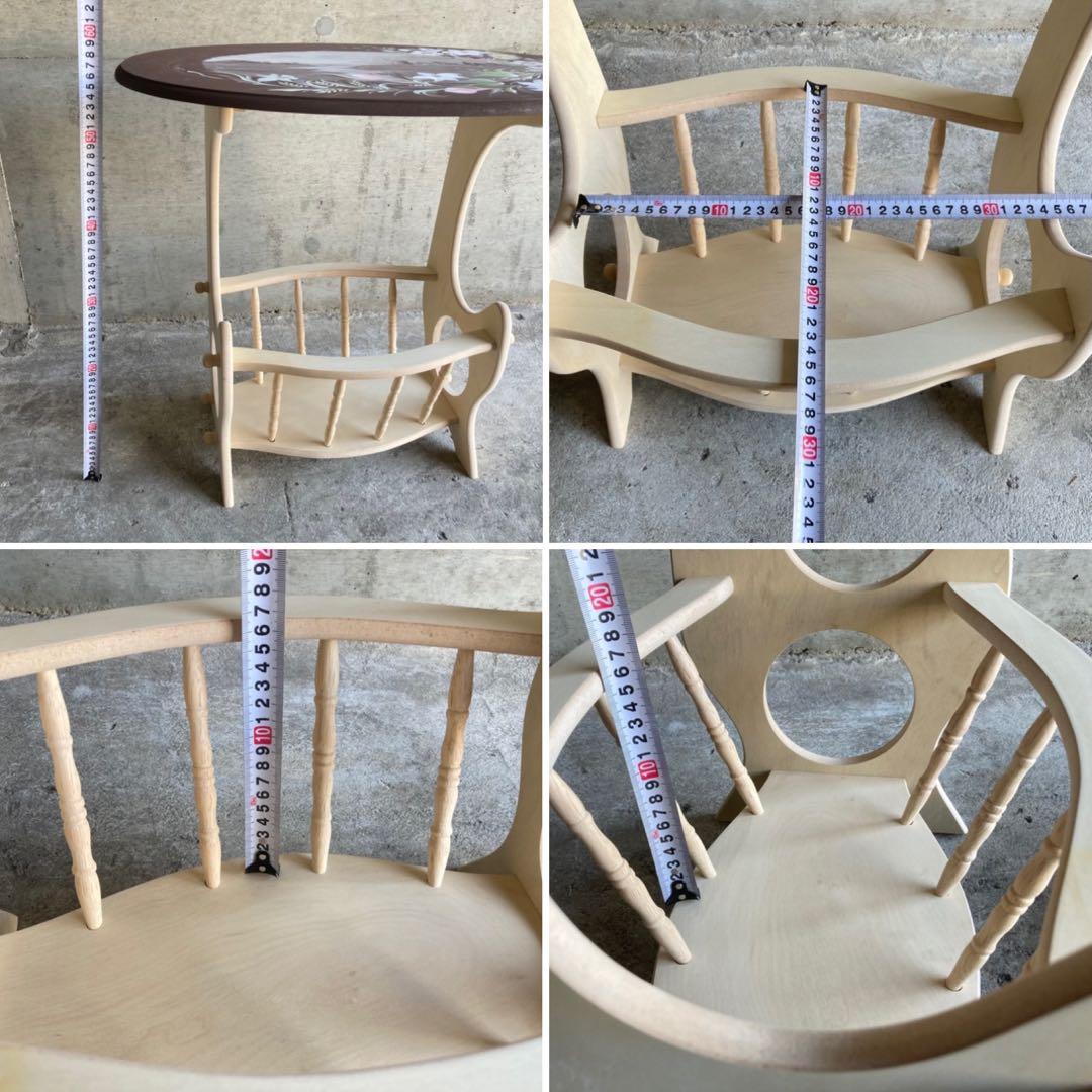 サイドテーブル マガジンラック 飾り台 花台 トールペイント 花柄 木製 レトロ