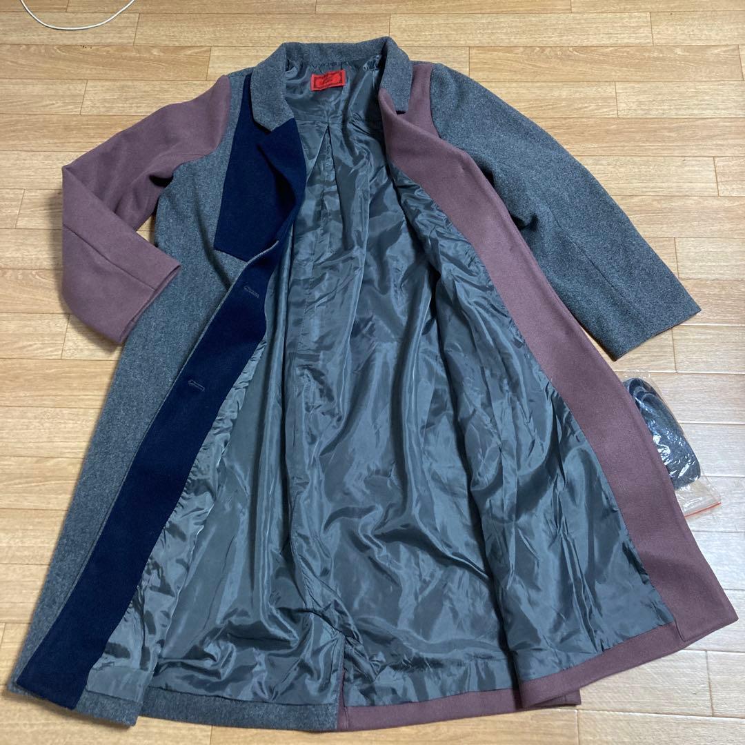 《肉まん》未使用SOMARI コート　テーラーコート　配色デザインメルトン