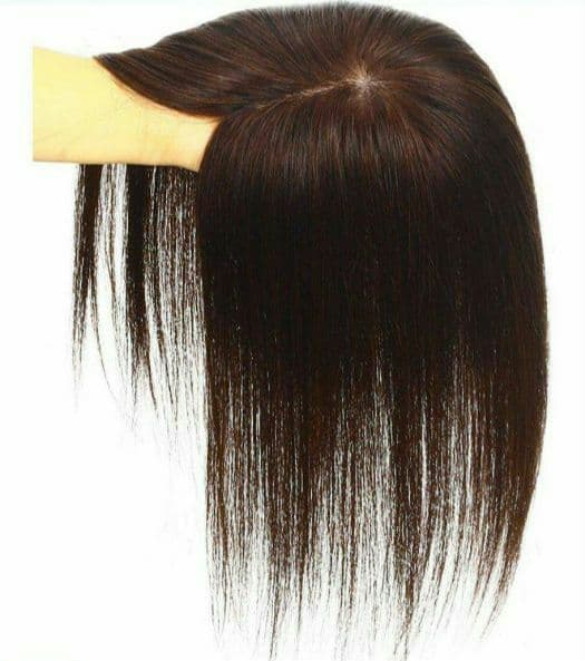 人毛100% 前髪付き 部分ウィッグ つむじ地肌総手植え ヘアピース16cm