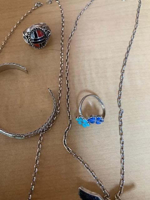 インディアンジュエリー　シルバー　リング　バングル　ネックレス　インレイ