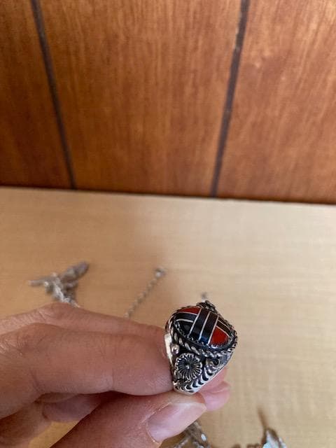 インディアンジュエリー　シルバー　リング　バングル　ネックレス　インレイ