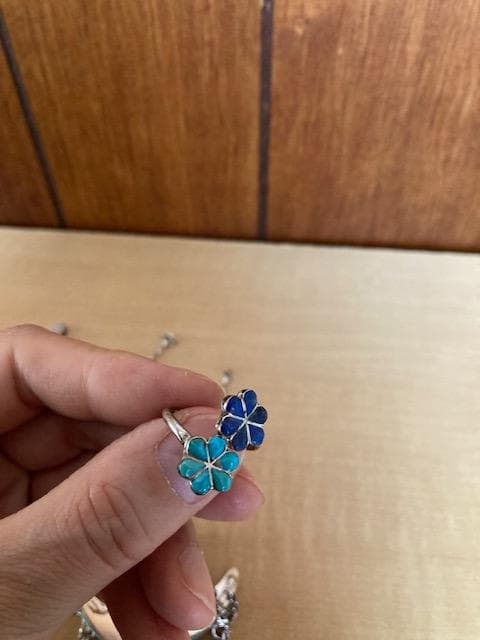 インディアンジュエリー　シルバー　リング　バングル　ネックレス　インレイ