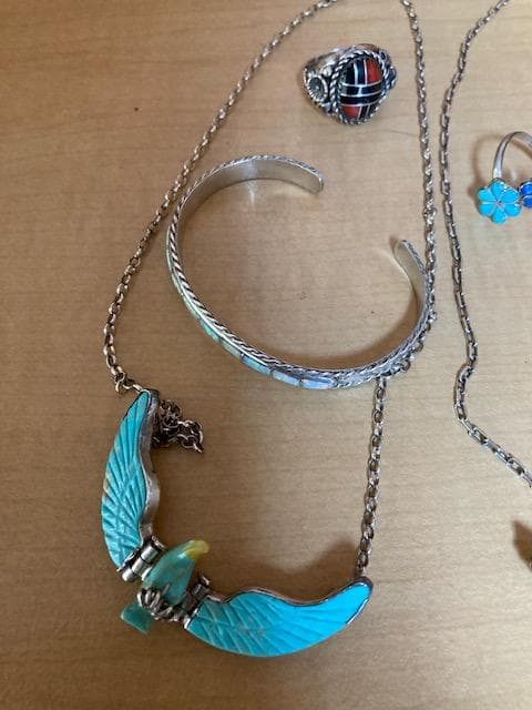 インディアンジュエリー　シルバー　リング　バングル　ネックレス　インレイ