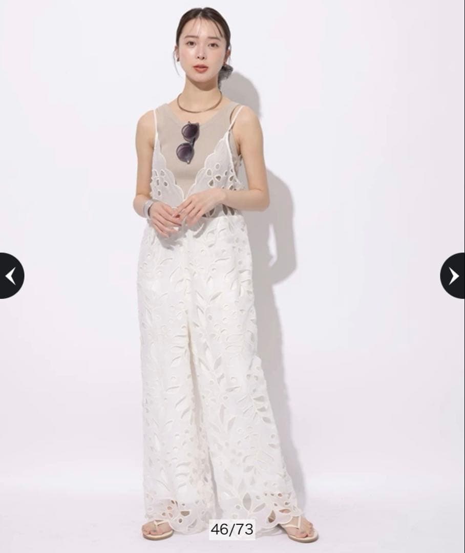 【タグ付き未使用】 Mystrada エンブロイダリーロンパース　白　Mサイズ