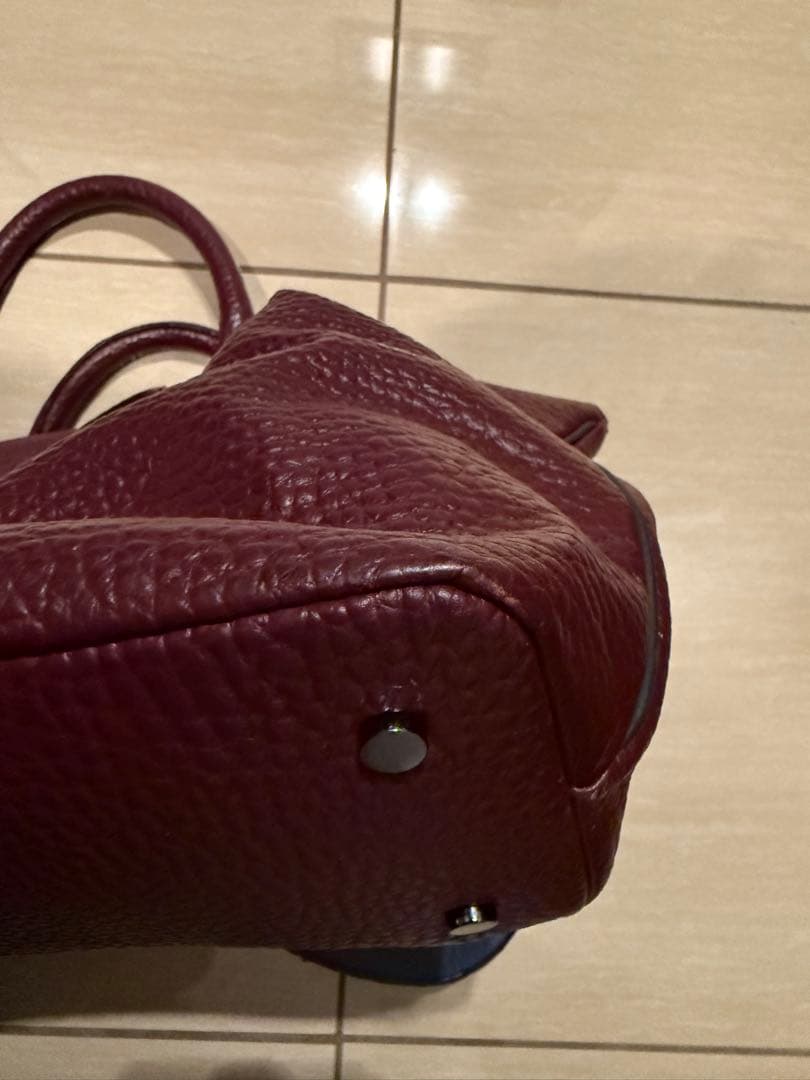 BREE ボルドー×ブルー レザーハンドバッグ トートバッグ A4 ビジネス