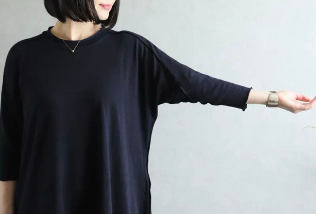 未使用　タマキニイメ　ふわりカットソーワンピース　コットン　ブラック