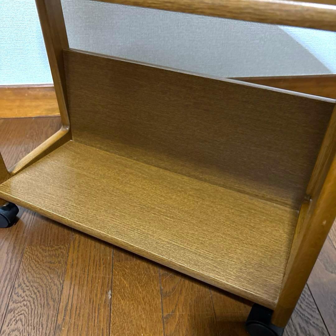 【良品】浜本工芸 マガジンテーブル ワゴン キャスター