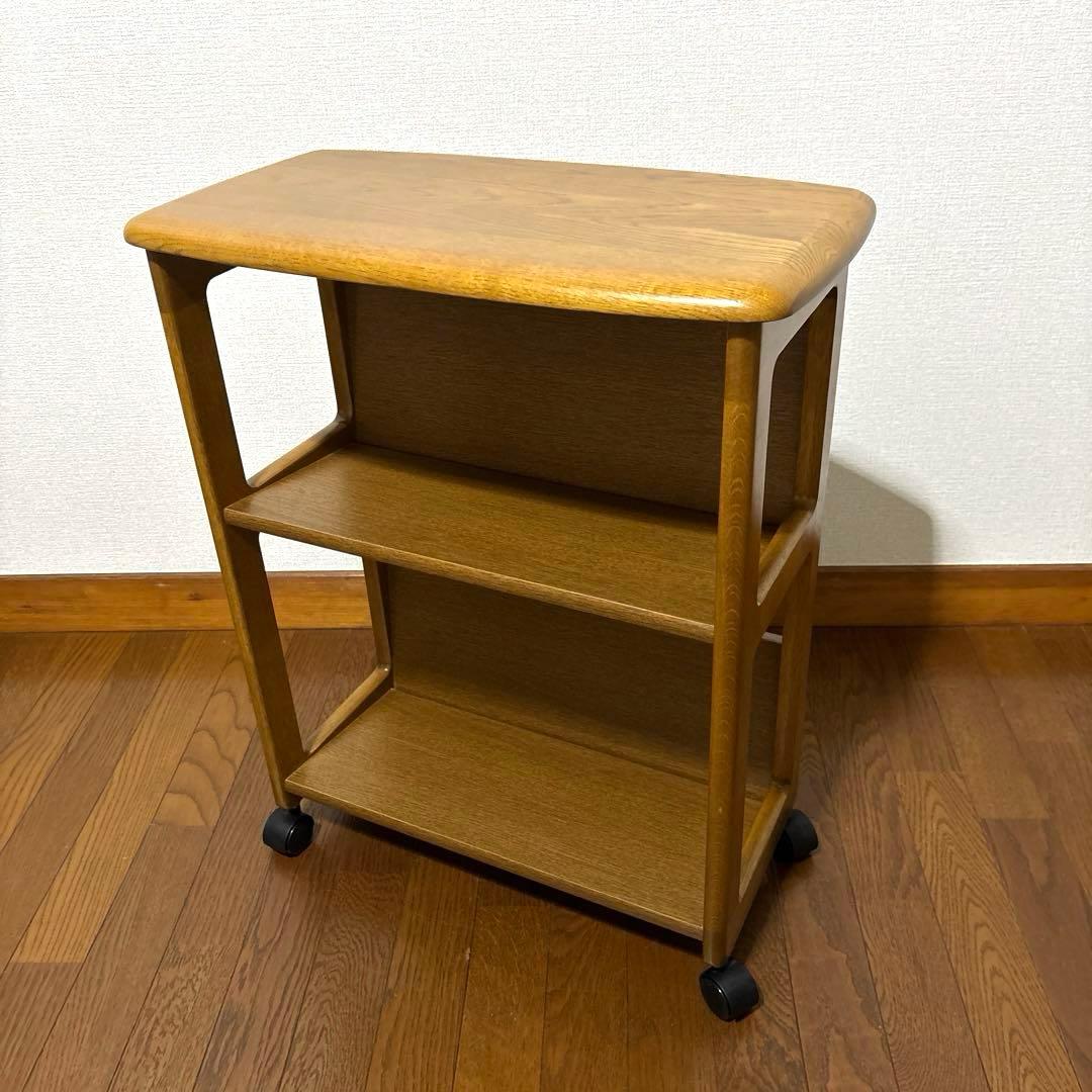 【良品】浜本工芸 マガジンテーブル ワゴン キャスター