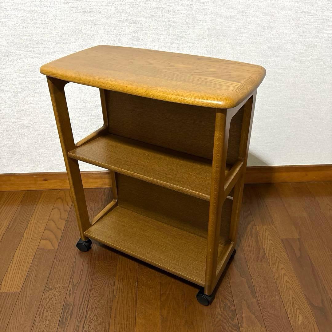 【良品】浜本工芸 マガジンテーブル ワゴン キャスター