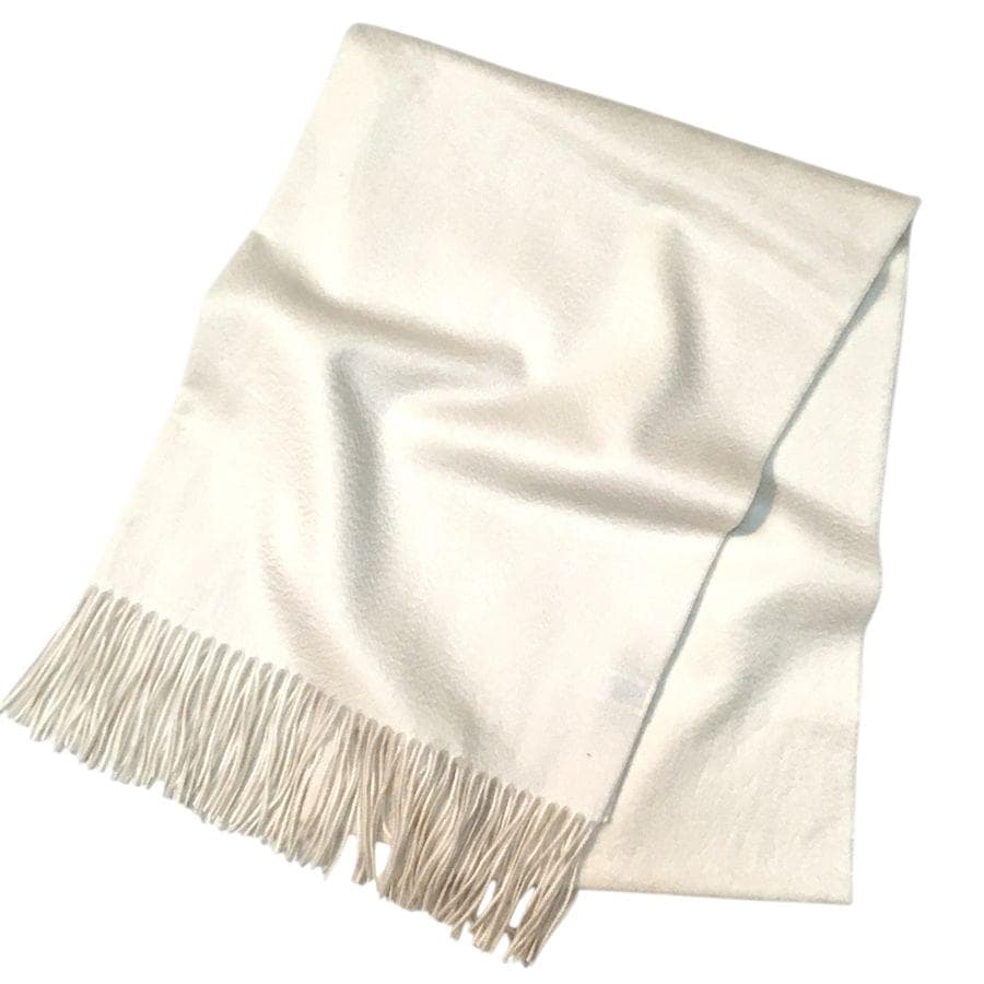 ラスト1枚値下70㎝×200超大判無染色 100% カシミヤストールWHT新品