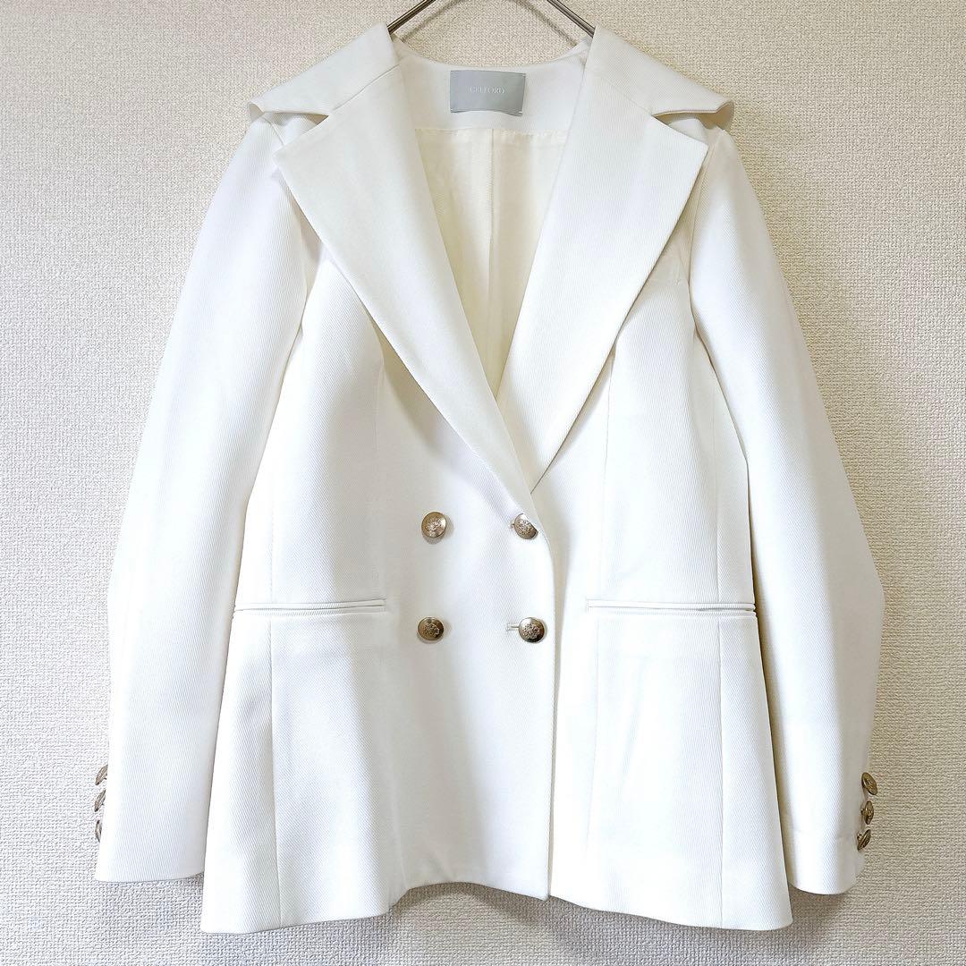 美品✨セルフォード セーラーカラーダブルジャケット テーラード 金ボタン 白 M