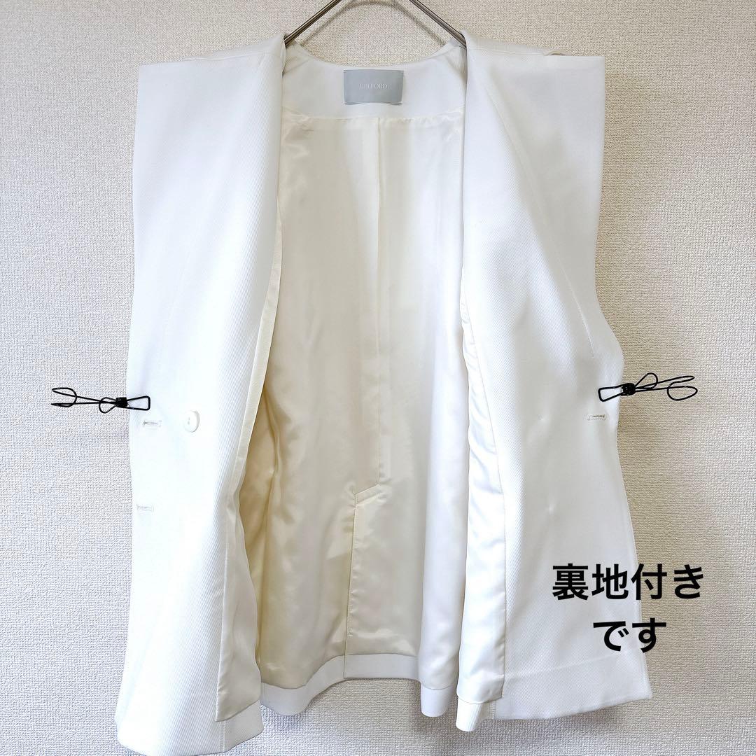 美品✨セルフォード セーラーカラーダブルジャケット テーラード 金ボタン 白 M