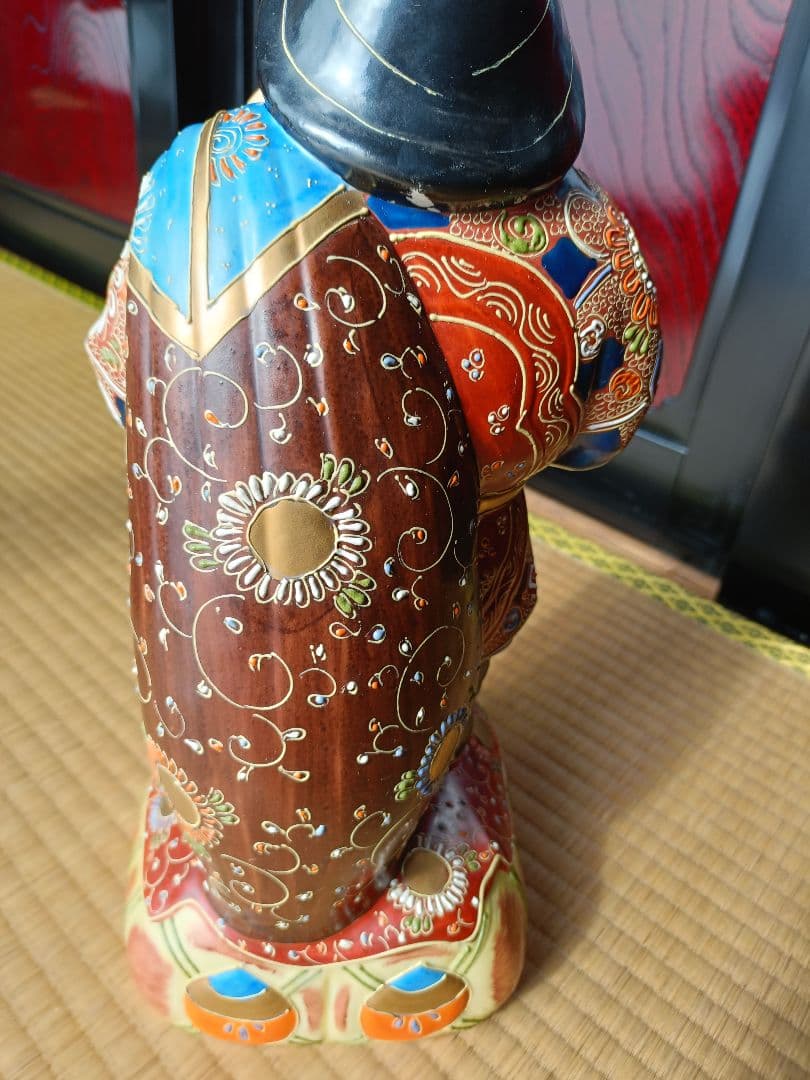 最高級九谷焼七福神（大黒天、恵比寿）置物2体セット　九谷岡山作