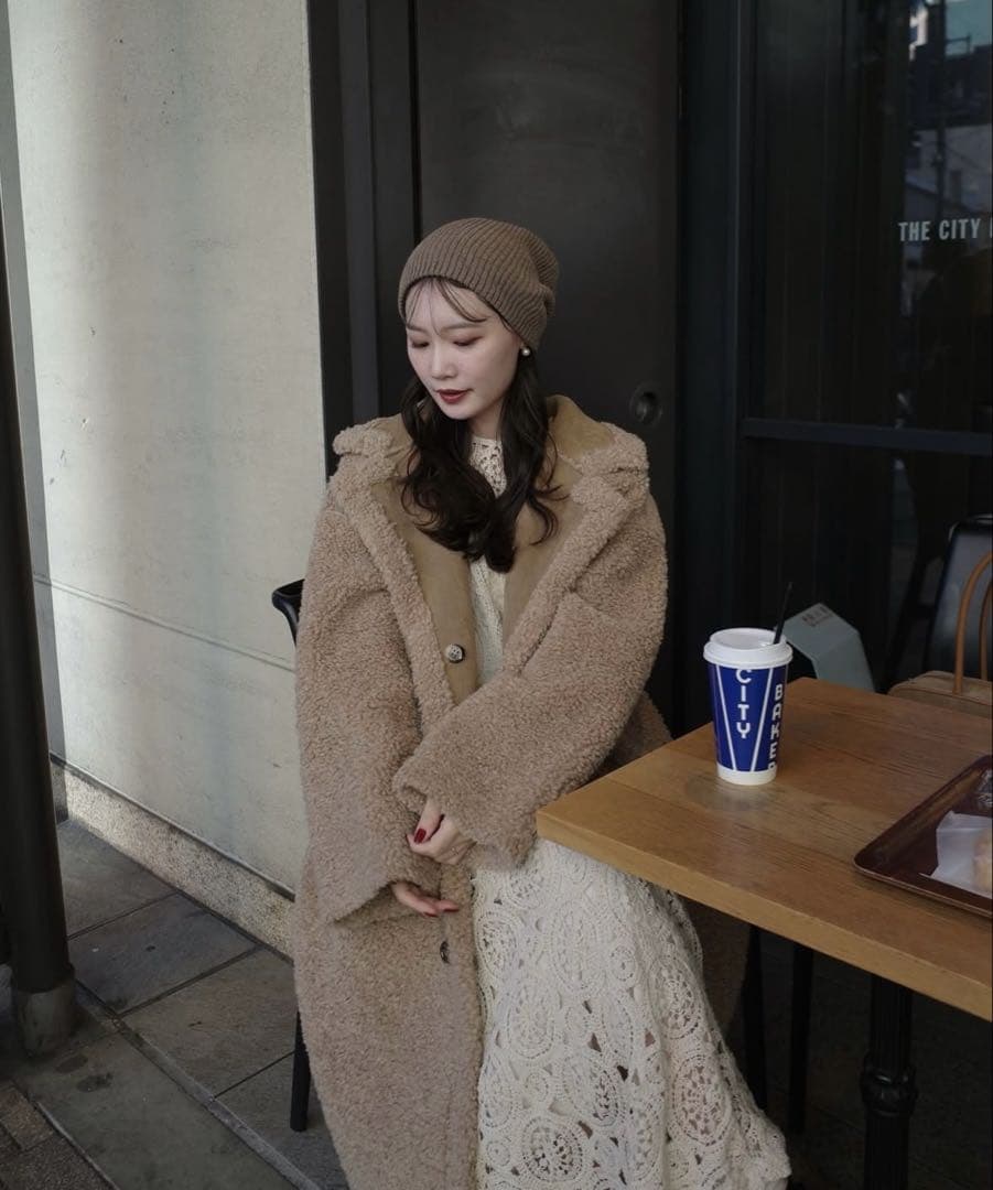 【美品】acka リバーシブル　ボアコート　サイズ1 ロングコート