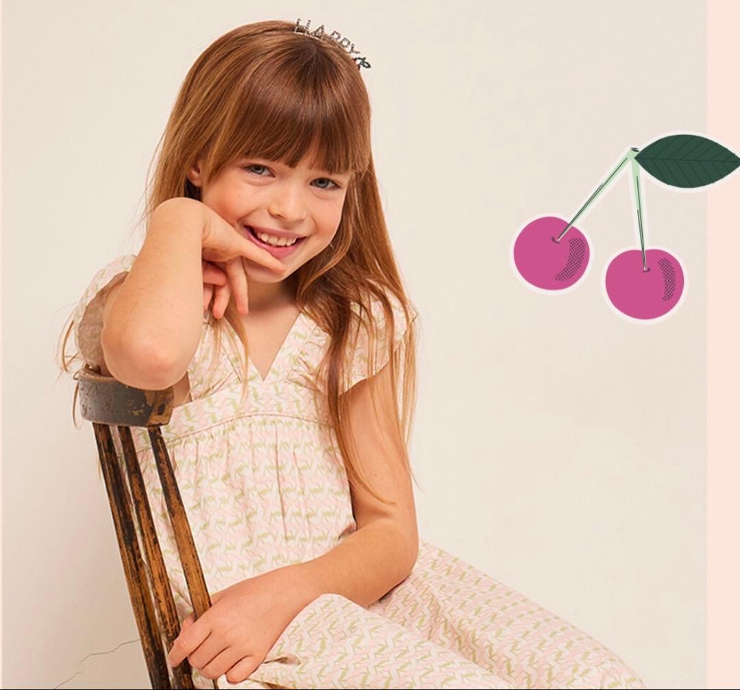 bonpoint ボンポワン⭐︎チェリー柄ピンクのワンピース⭐︎3A