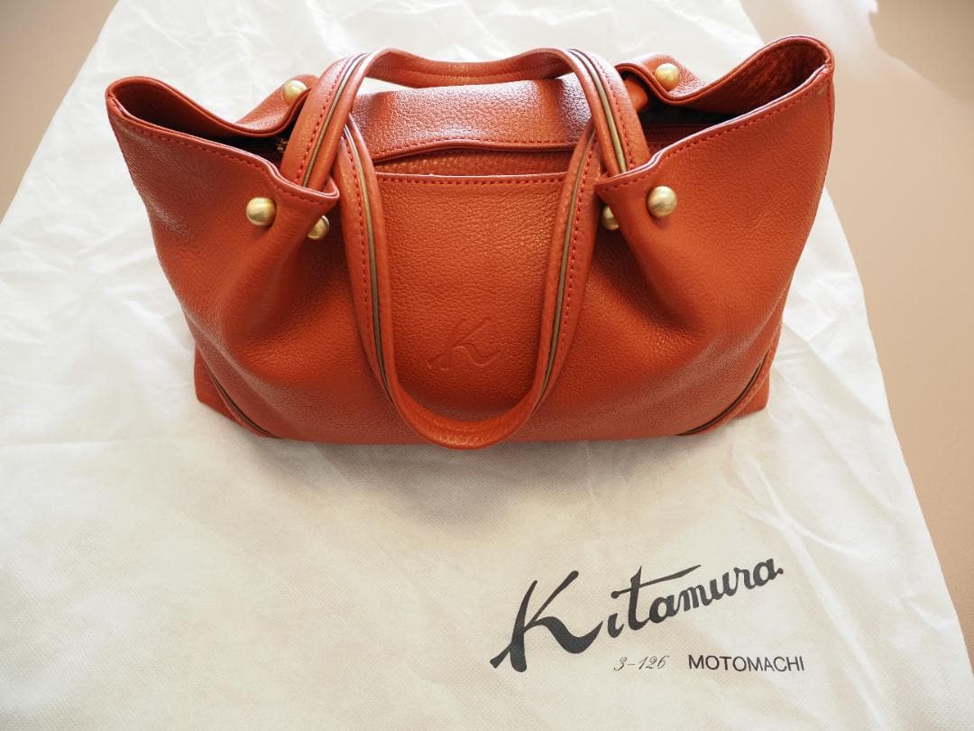 Kitamura／キタムラ トートバッグ／本革ハンドバッグ Y-0532レッド