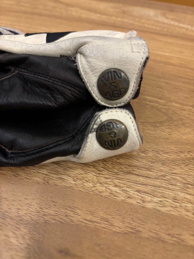 VIN&AGE 牛革 ショート グローブ　アイボリーSサイズ バイクグローブ