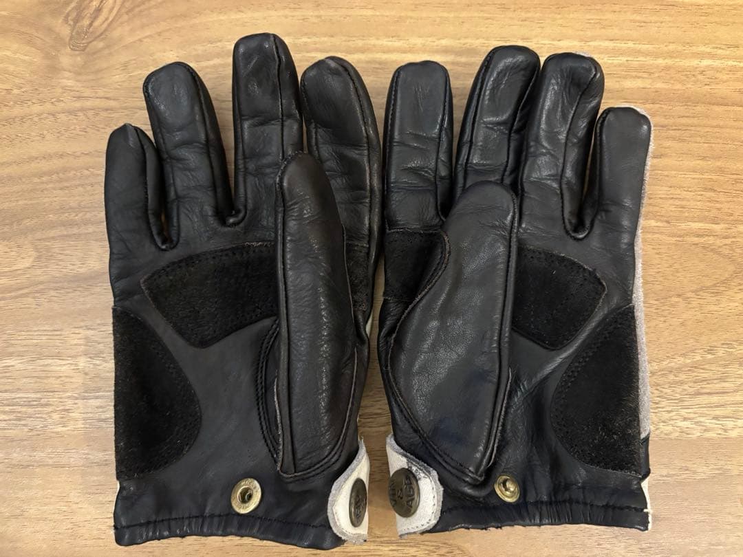 VIN&AGE 牛革 ショート グローブ　アイボリーSサイズ バイクグローブ