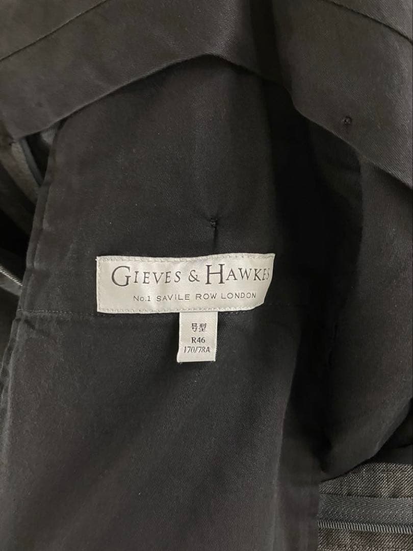 【GIEVES&HAWKES】 GREY WOOL シャークスキン スーツ