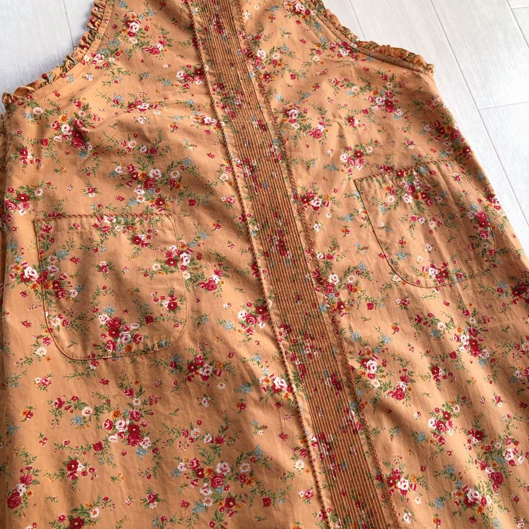 ピンクハウス 花柄 ピンタック ピコフリル 重ね着風 ジャンパースカート