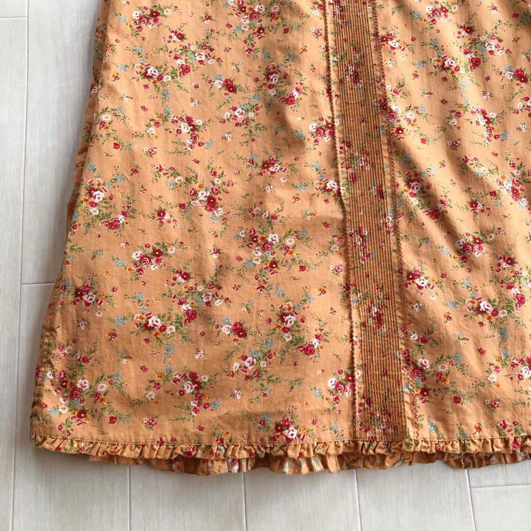 ピンクハウス 花柄 ピンタック ピコフリル 重ね着風 ジャンパースカート