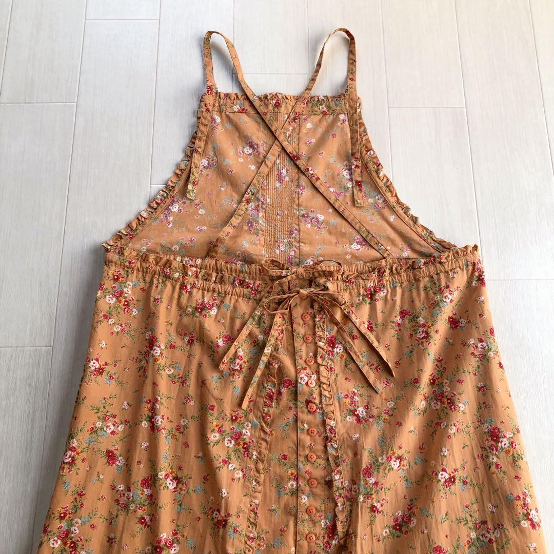 ピンクハウス 花柄 ピンタック ピコフリル 重ね着風 ジャンパースカート