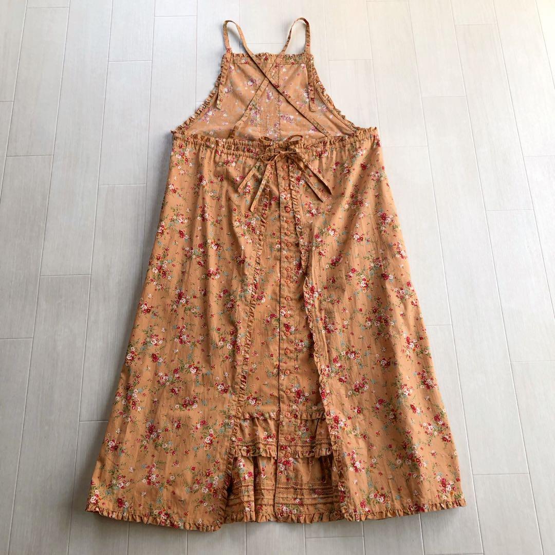 ピンクハウス 花柄 ピンタック ピコフリル 重ね着風 ジャンパースカート