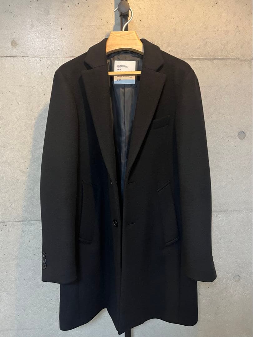 【ほぼ新品】SHIPS スーパー160'S メリノウール チェスターコート